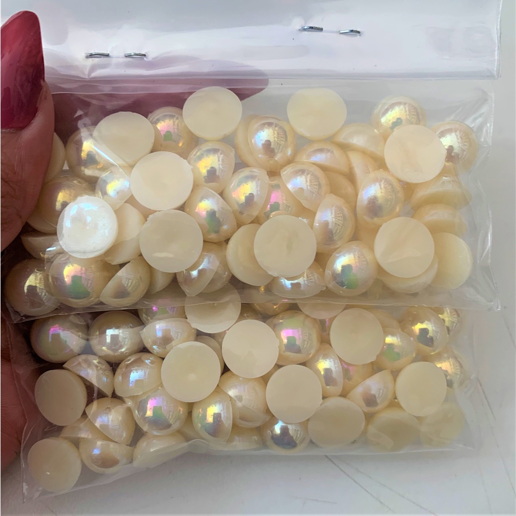 Meia Perola Miçanga Irizada ABS 12mm - 25g
