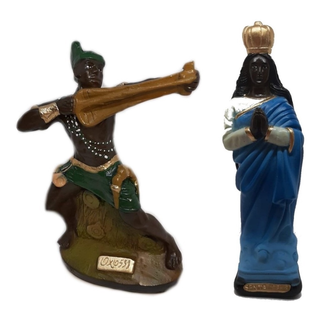 Escultura Estatueta Estátua Orixá Oxóssi E Santa Sara Candomblé Umbanda Imagem  Em Gesso 22cm Altar Congá