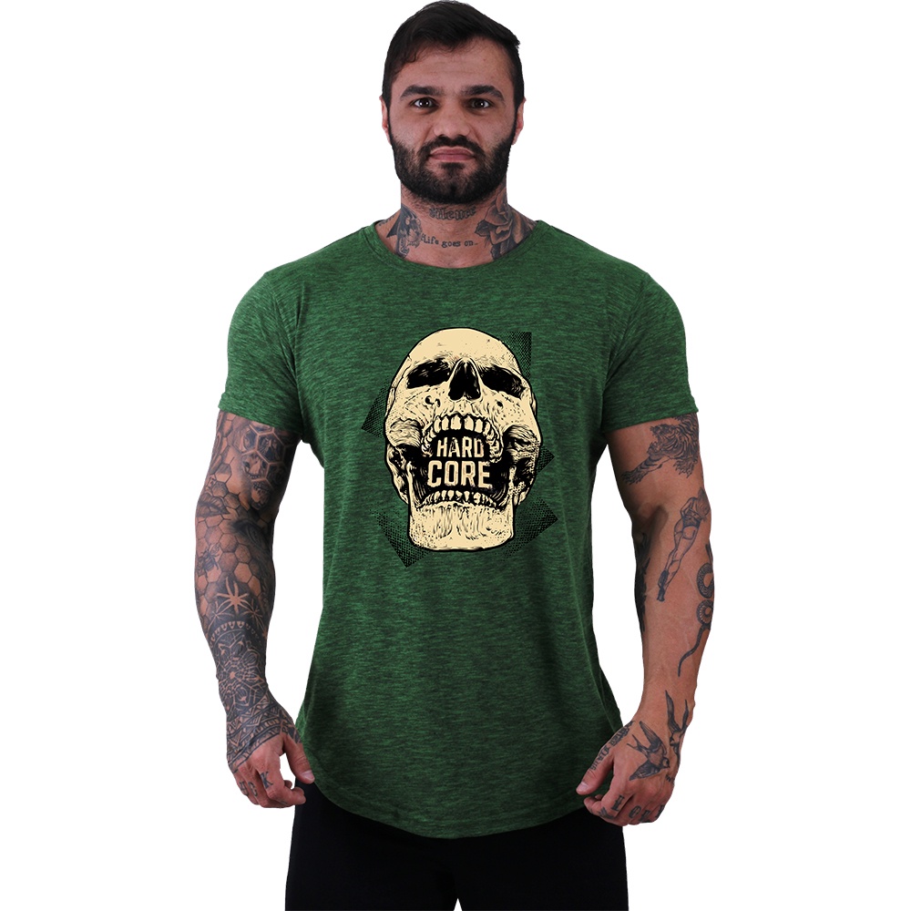 Camiseta Longline Masculina Algodão MXD Conceito Academia Treino Casual Caveira Hardcore
