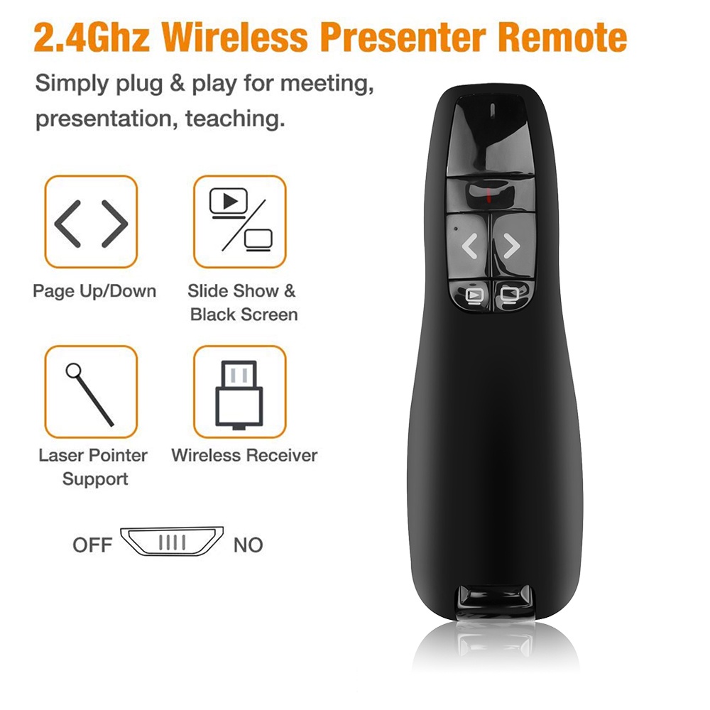 R400 2.4Ghz USB Apresentador Sem Fio Página Caneta Giratória Com Ponto De Luz Vermelha PPT Controle Remoto Para Apresentação Powerpoint