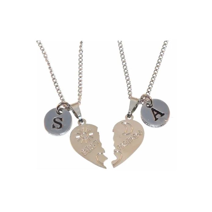 Colar Best Friends Inicial Amizade Fiel Linda Aço Inox