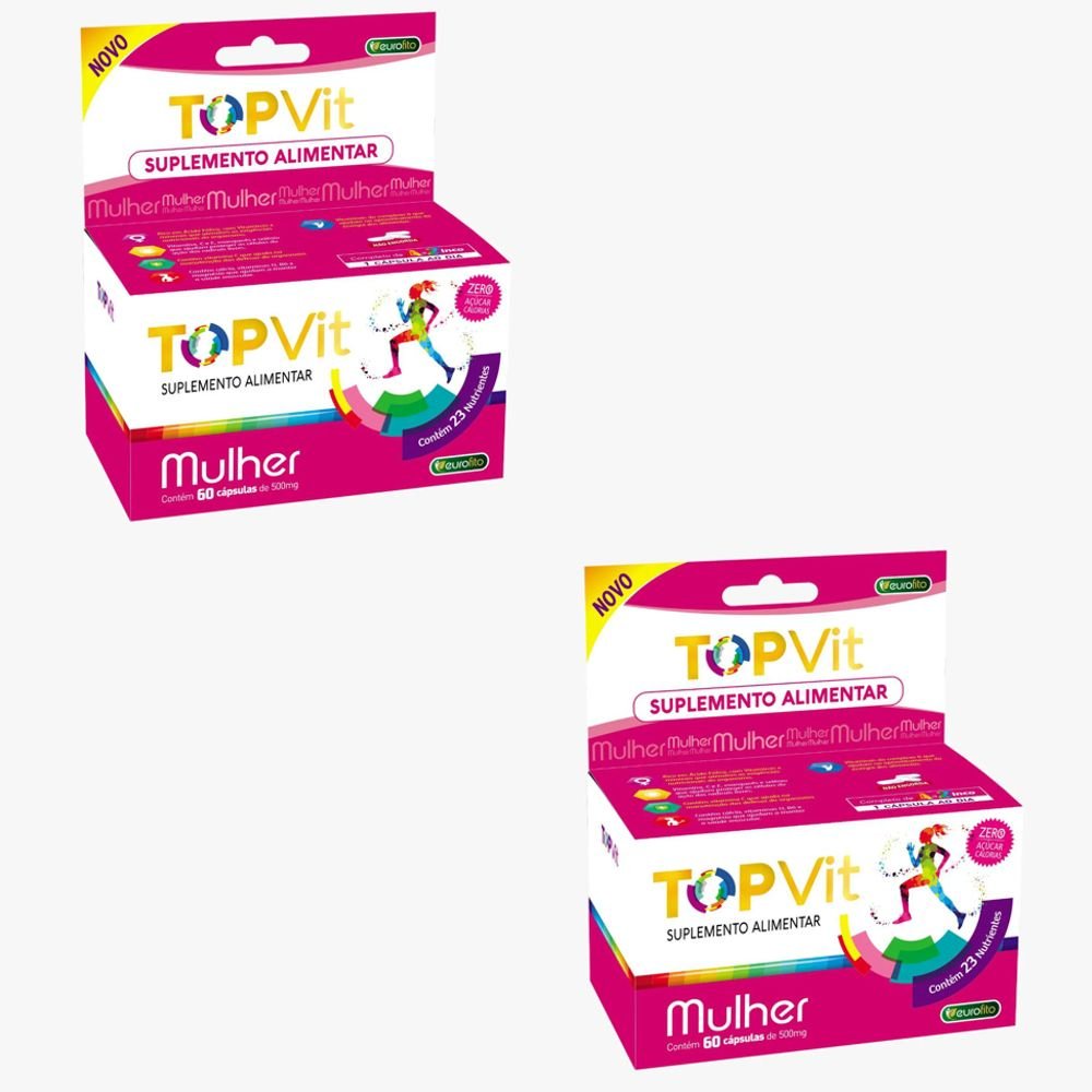 Kit c/2 TOP VIT MULHER 500mg C/60 CAPS | Shopee Brasil