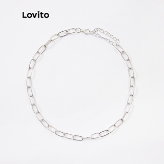 Lovito Colares Casual De Corrente De Metal Liso L233L213 (Ouro/Prata)