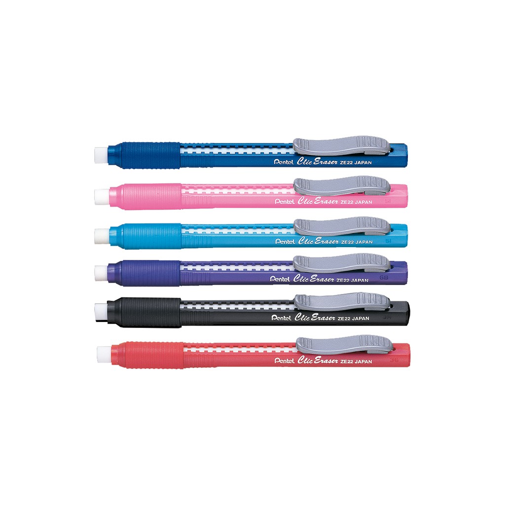 Pentel CLIC ZE22 Rectractable Gommes Pen Noir 