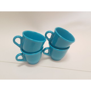 6 Xícara Café azul Turquesa pequena 50ml plástico acrílico