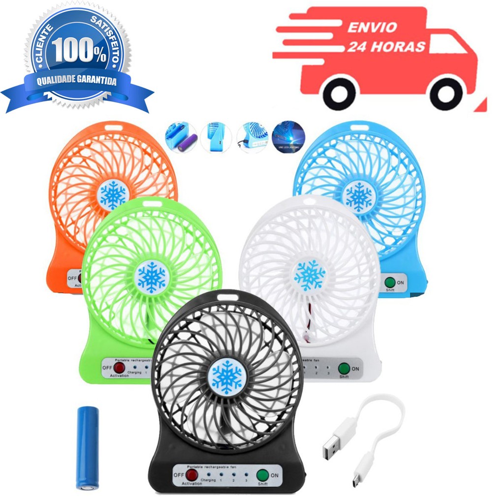 Mini Ventilador Recarregável Portátil de Mão Mesa USB LED o Melhor do Mercado