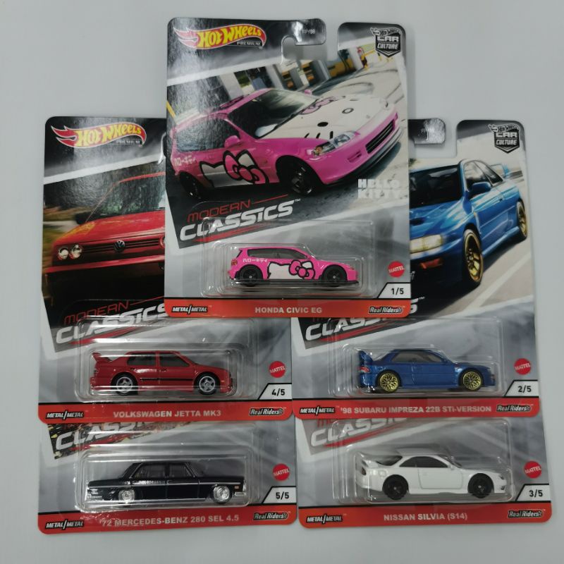 HOT WHEELS Rodas Quentes Clássico Moderno 2020 HONDA CIVIC EG HELLO KITTY Rosa 72 MERCEDES BENZ 280 SEL 4.5 VOLKSWAGEN VW JETTA NISSAN SILVIA S14 98 SUBARU IMPREZA 2b STI CAR CULTURE