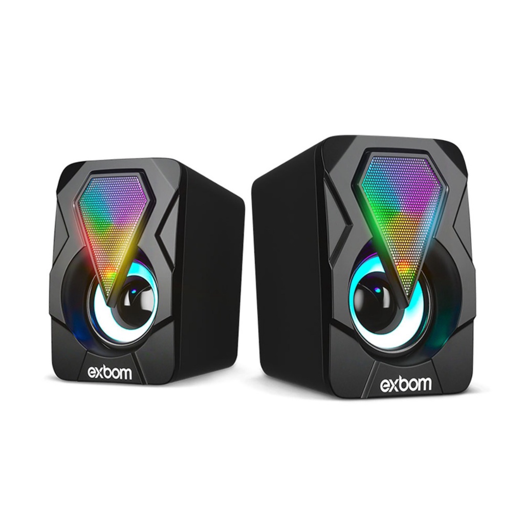 Caixa de som 2.0 com LED 10W Exbom CS-C54 - Faz a Boa!