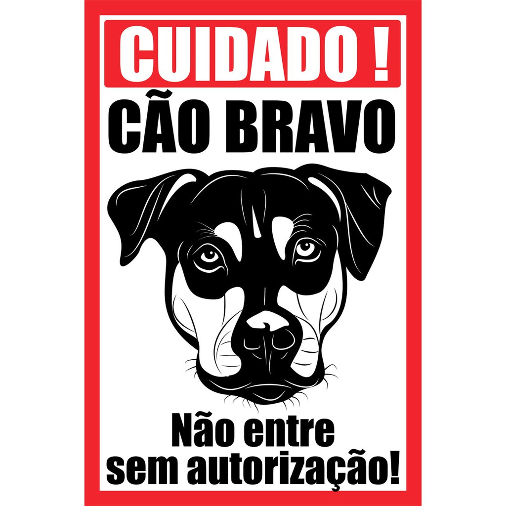 Placa Advertência Cuidado Cão Dono Bravo Portão Aviso Mod.13 em Oferta na Shopee