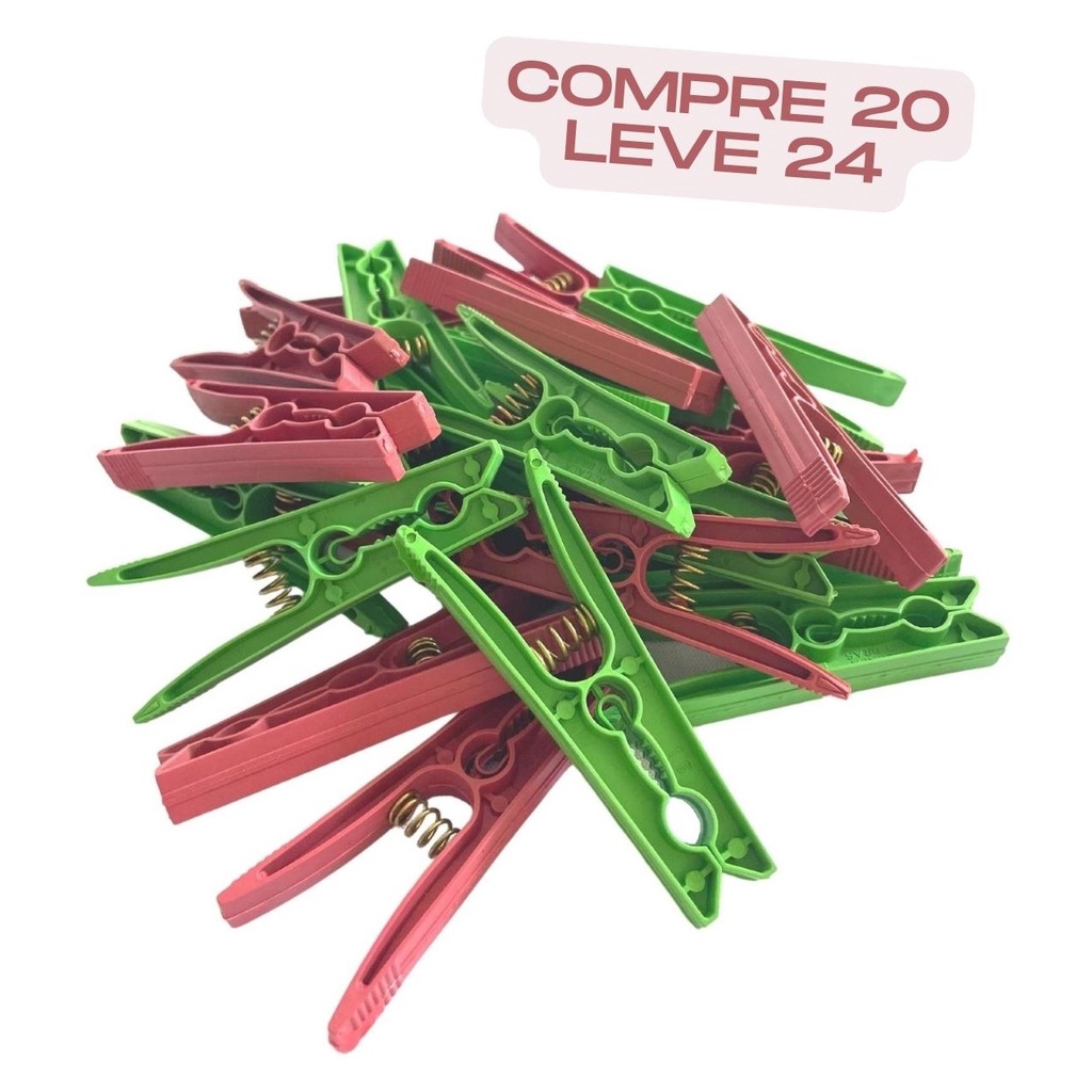 Pregador De Roupa Grande Kit com 24 Unidades De Plástico Prendedor de Roupa em Oferta na Shopee