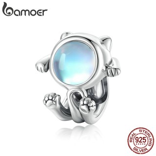 Bamoer 925 Sterling Sliver Espaço Gato Encantos Pingente De Moda Personalidade Mulheres Pulseira Acessórios Scc1697