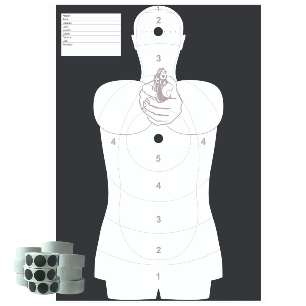 Kit Alvo Silhueta Preto 100 unids c/ 4 rls de Obreia