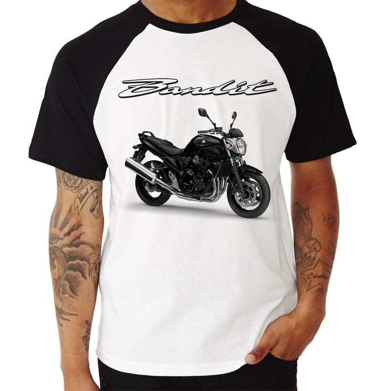Camiseta Raglan Moto Suzuki Bandit 650 Preta