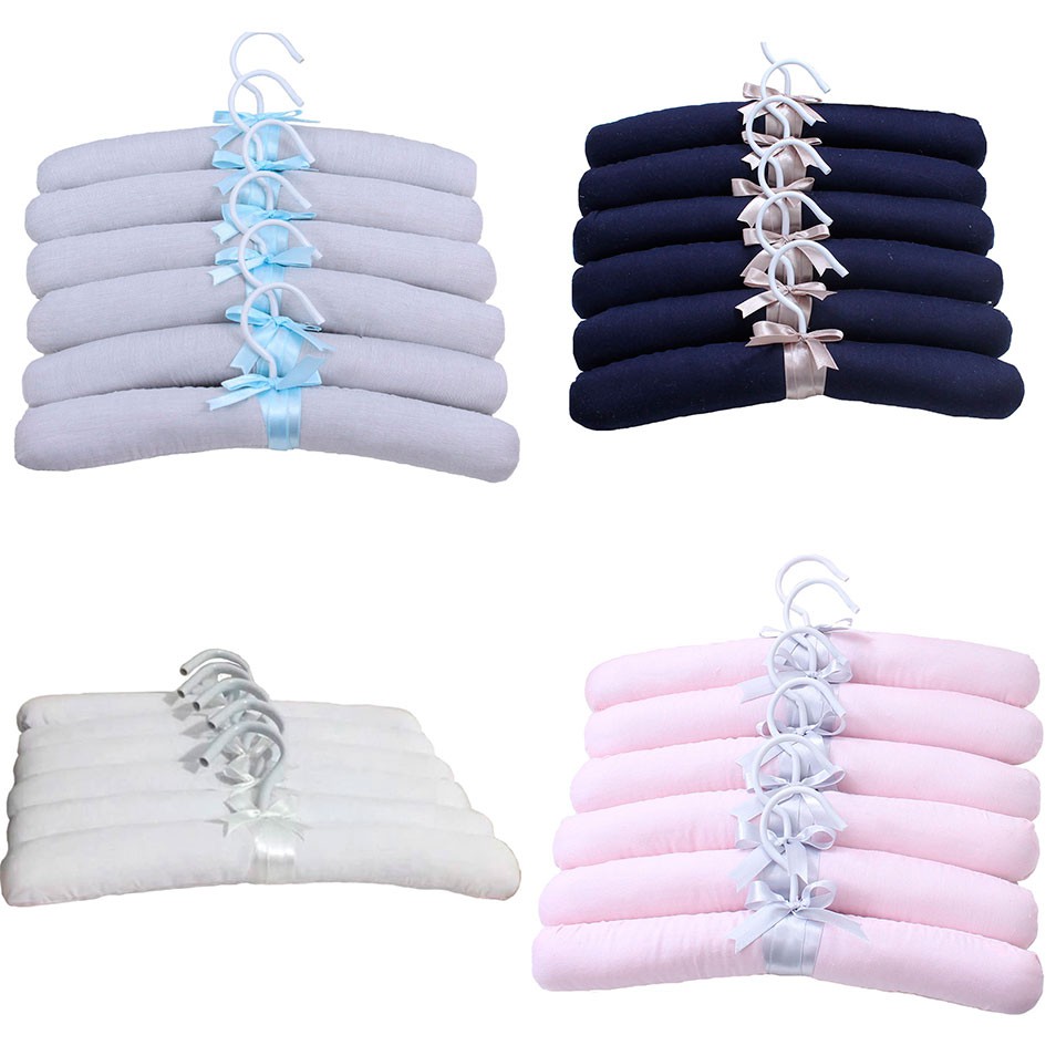 Jogo de Cabide Tecido Liso com 6 Unidades para Roupinhas de Bebê em Oferta na Shopee