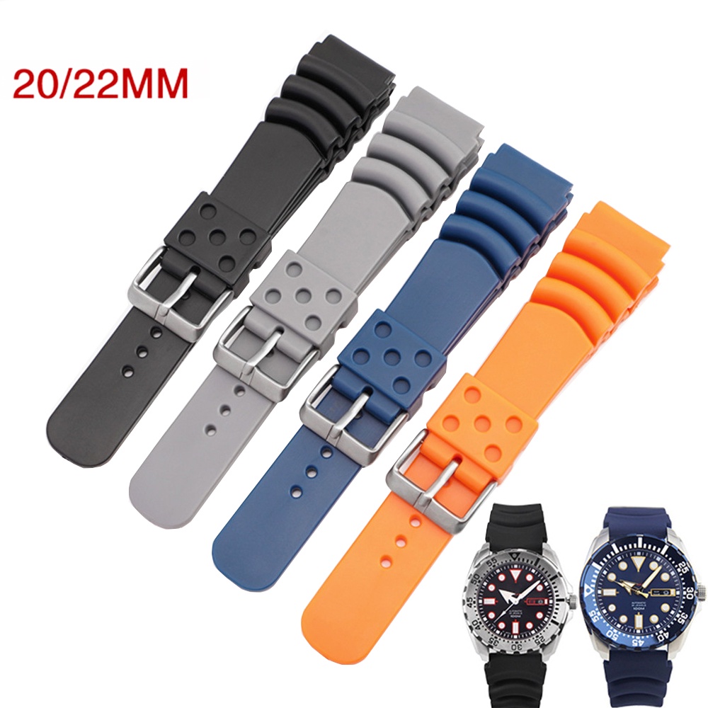 Pulseira De Relógio De Borracha À Prova D'água Silicone Esporte 20/22/24mm Para Seiko Scuba C