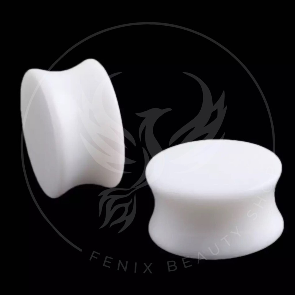 2 Alargador Plug Para Orelha Acrílico Branco Par Piercing