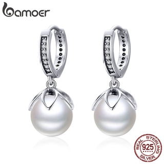Bamoer 925 Brinco De Pérola Feminino Com Luminosa De Água Doce SCE482