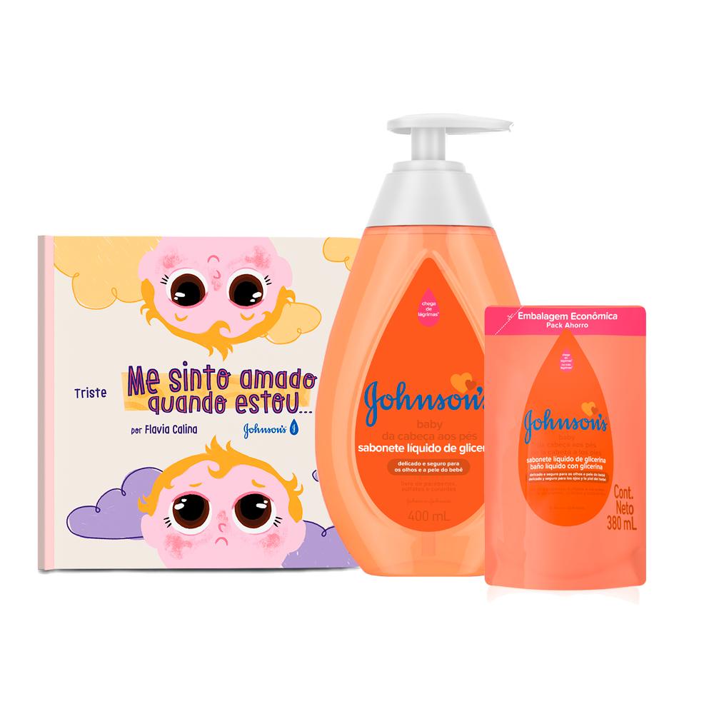 Kit Sabonete Líquido 400ml + Refil Johnson's Cabeça aos Pés  380ml em Oferta na Shopee