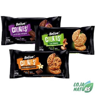 Cookies Sem Glúten Sem Lactose - Pacote de 80g com 4 Unidades - Belive