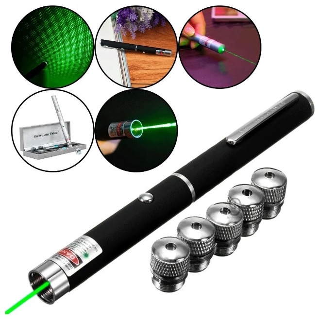 Caneta Laser Maleta Verde 5 Pontas De Efeito Lt-404 Reuniões