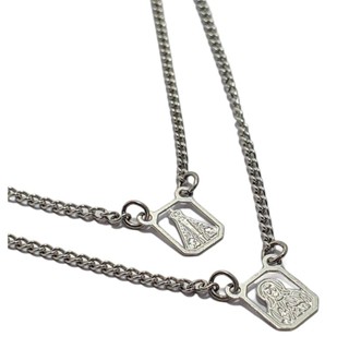 Escapulário Corrente Aço Inox Unissex Da Imagem De Nossa Senhora Aparecida e Coração de Jesus Com Caixa Acrílica em Oferta na Shopee