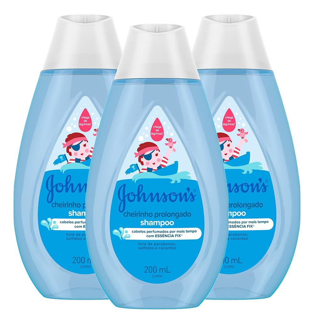 Kit com 3 Shampoo Johnson's Baby Cheirinho Prolongado 200ml em Oferta na Shopee