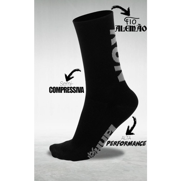 Detalhes do Meia de Corrida HUPI RUN Preto/Cinza