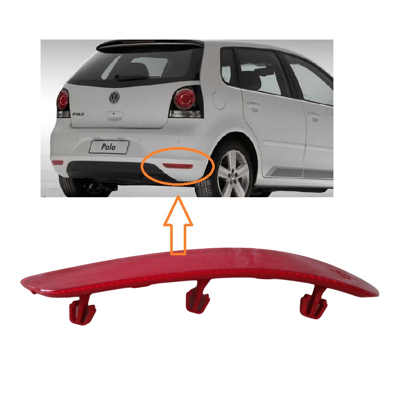 REFLETOR OLHO DE GATO DO PARACHOQUE TRASEIRO LADO DIREITO P/ POLO HATCH 2012 a 2016 ORIGINAL VW