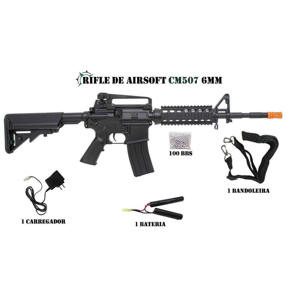 Rifle de Airsoft Cyma M4 A1 RIS CM507 Elétrico 6mm