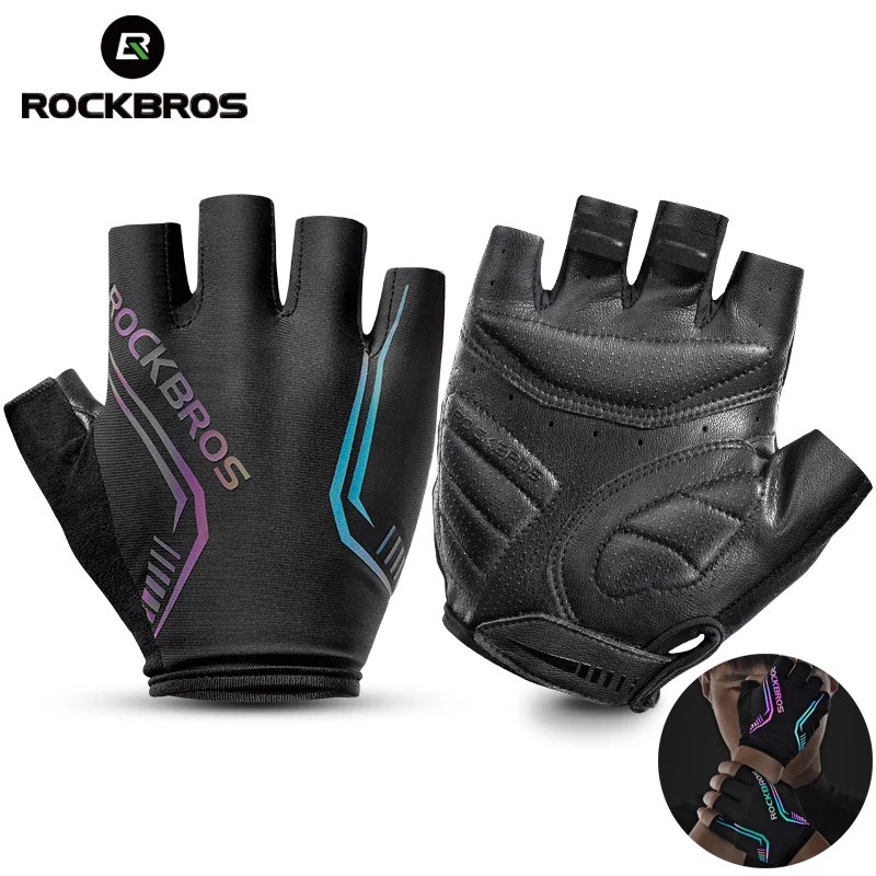 Rockbros Luvas Sem Dedos Refletivas Anti-Impacto Para Bicicletas em Oferta na Shopee