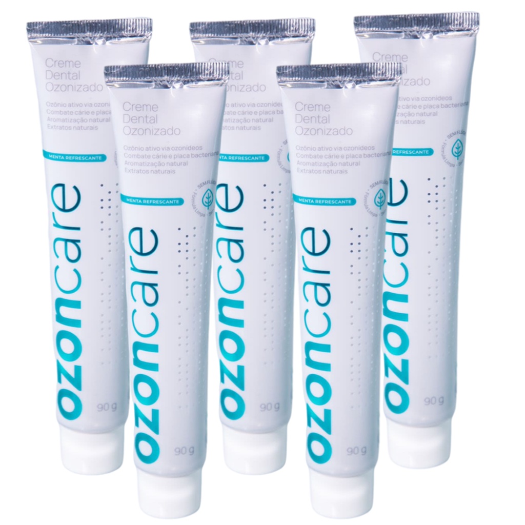 Creme Dental Ozonizado Clareador Gengivite Sem Flúor - Kit 5