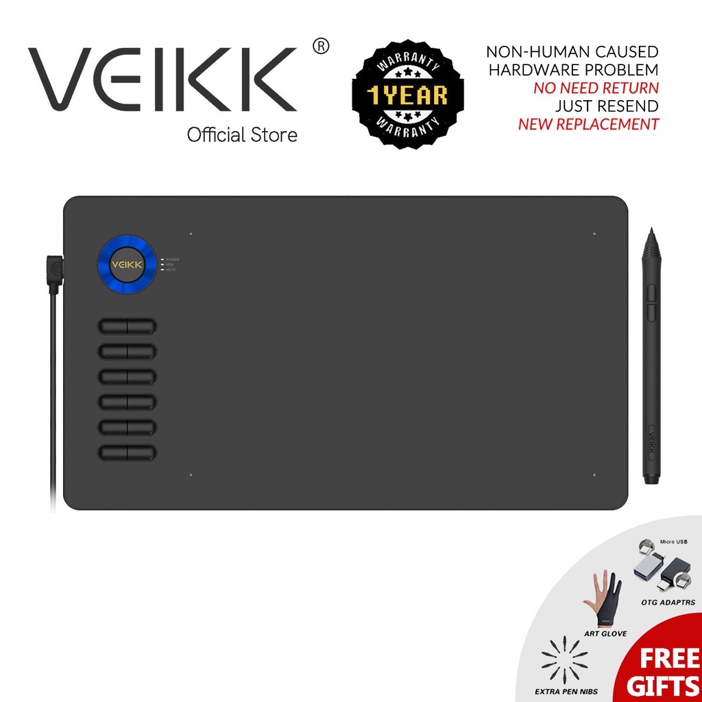 Mesa Digitalizadora VEIKK A15 10*6 Inch Tablet de desenho com caneta sem bateria 8192 suporte para sensibilidade à pressão Android Windows Mac