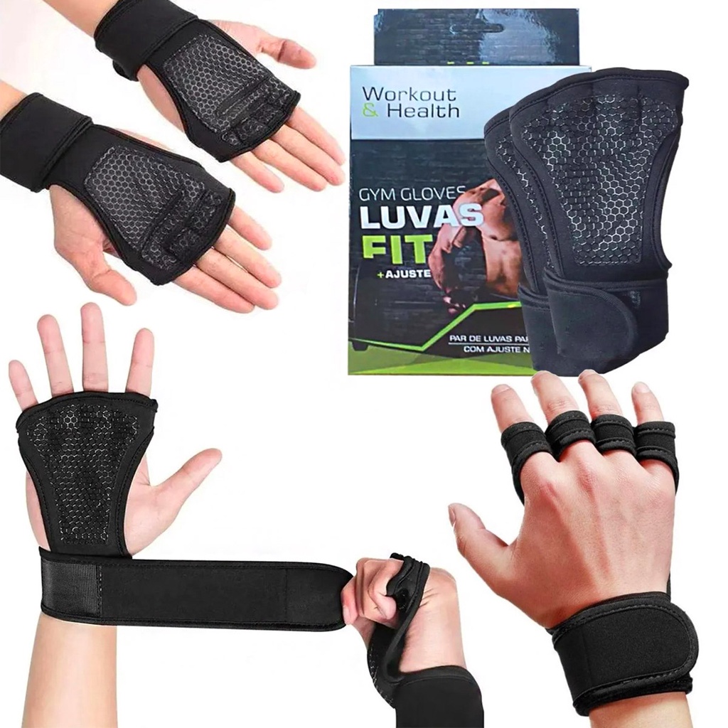 Luvas Fit Para Exercícios Treino Academia Crossfit Calistenia Musculação Com Munhequeira MB Fit