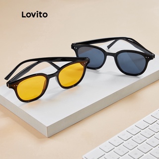 Lovito Óculos de Sol Casual de Lente Colorida Armação Quadrada com Caixa L17M621 (Marrom/Preto)
