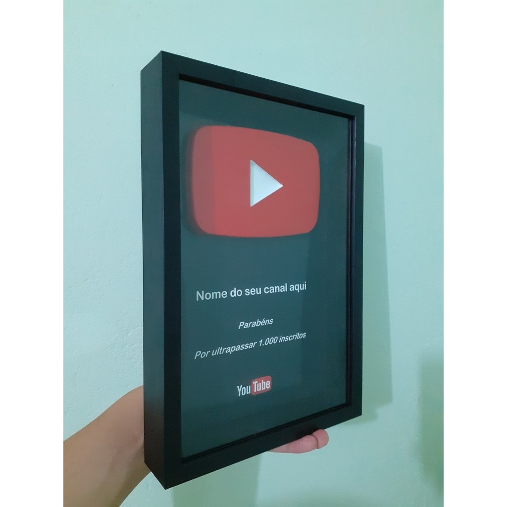 Linda Placa Youtube Personalizada Nome Do Canal E Logo 3d