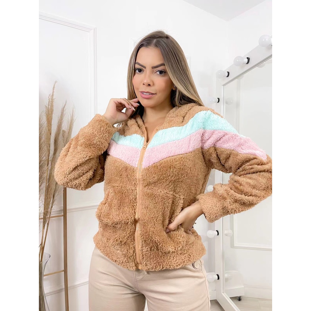 Casaco Moletom de Pelinho Blusa Frio Feminino   3RD SD7091 em Oferta na Shopee