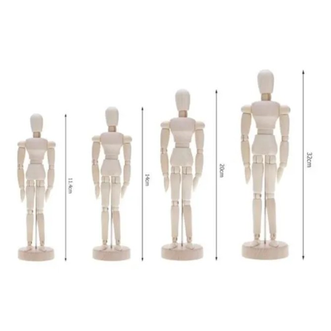 Kit 4 Boneco Articulado Desenho Manequim - 11/14/20/32cm