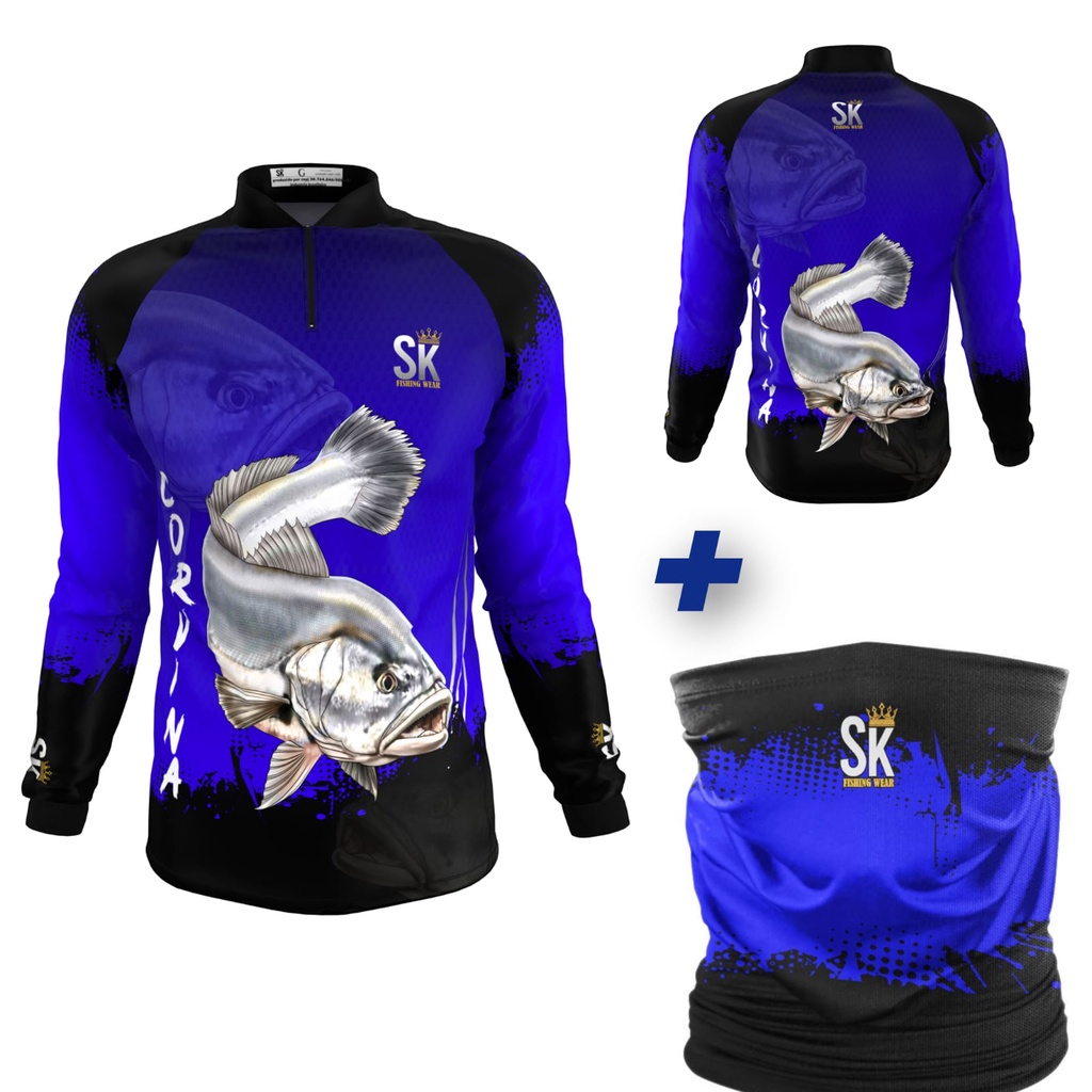 kit Camisa + buff De Pesca Prot Uv50+ Dry Fit Superking SK20