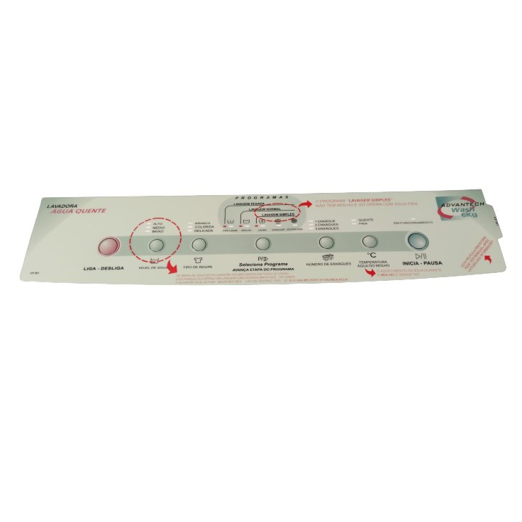 Painel decorativo compatível para Lavadora de Roupas Brastemp BWQ06A 326025081