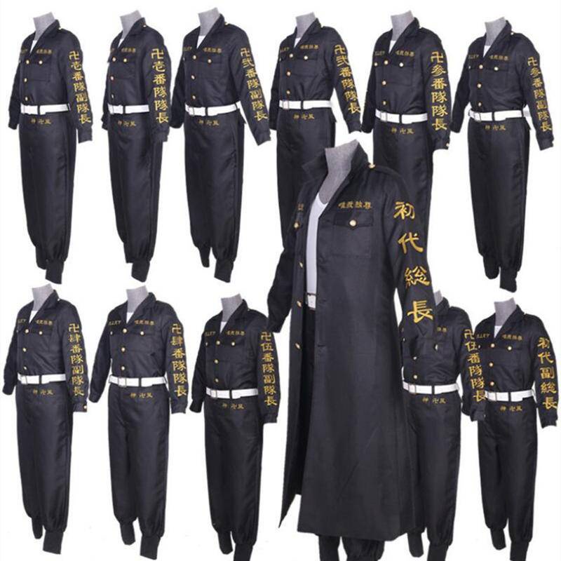 Tokyo Revengers Mikey Sano Manjiro Traje de cosplay Tokyo Manji Gang Uniforme Capa de anime preta Fato de festa de Halloween NOVO