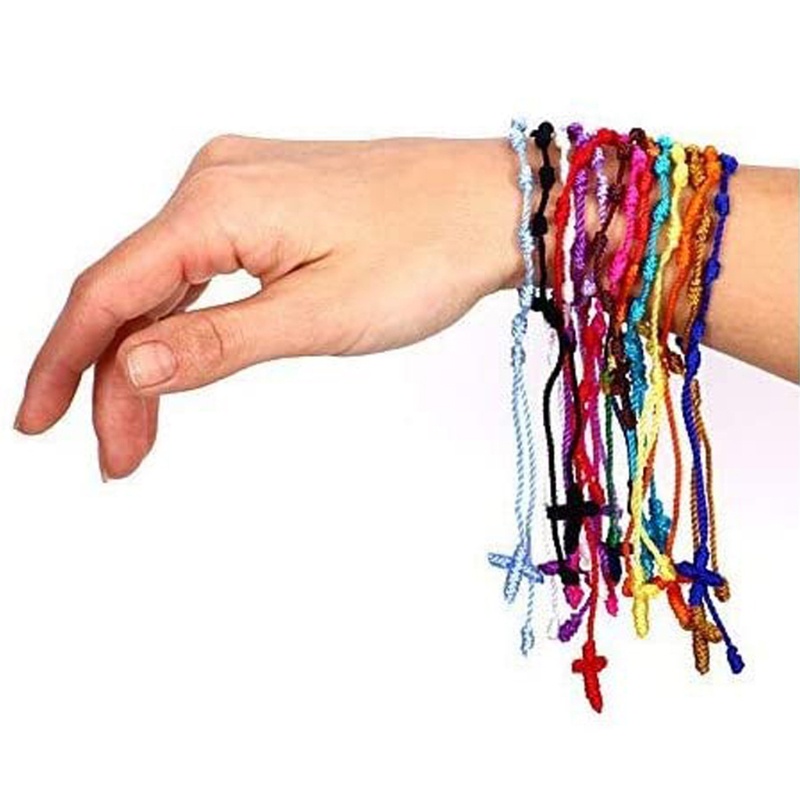 12pcs 7 Nó Corda Tibete Pulseira Ajustável Kabbalah Pulseiras Para Famílias