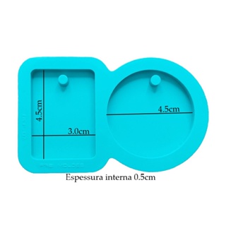 Molde Silicone Tag Retangulo + Redondo Chaveiro pingente Resina Biscuit em Oferta na Shopee