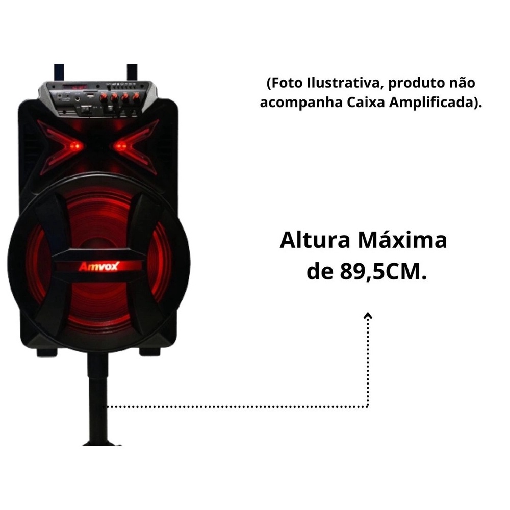 Detalhes do Tripé Caixa para Som Amvox ATP 001 Com Regulamento de Altura em metal Suporta até 12Kg