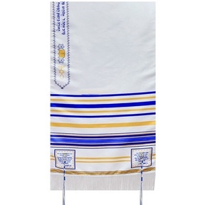 Talit Messiânico Nacional Azul Com Tzitzit - Envio Rápido! em Oferta na Shopee