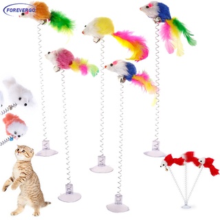 Brinquedos Engraçados Para Animais De Estimação Cor Aleatória Otário Com Primavera Rato De Pelúcia Gato Que Joga