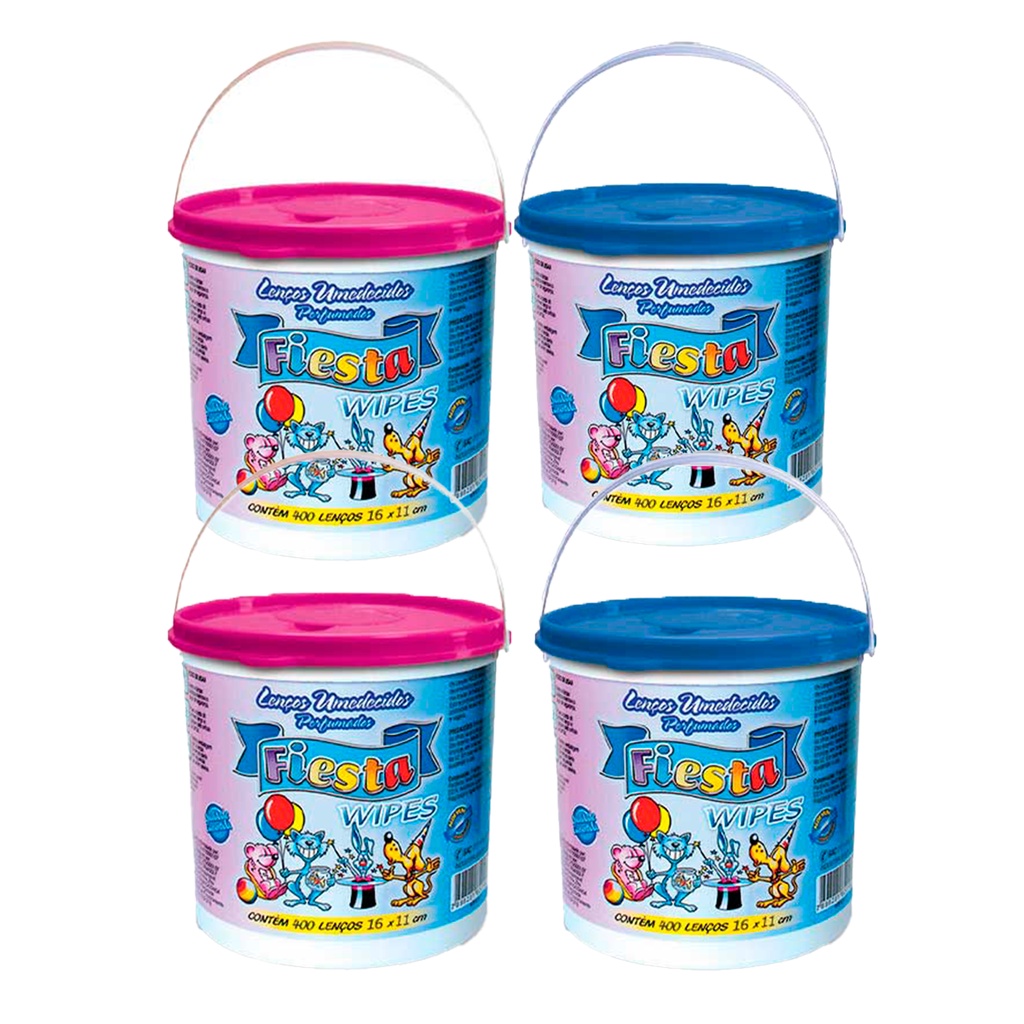 Balde de Lenços Umedecidos Fiesta Com 400 Unidades DIRETO DA FÁBRICA