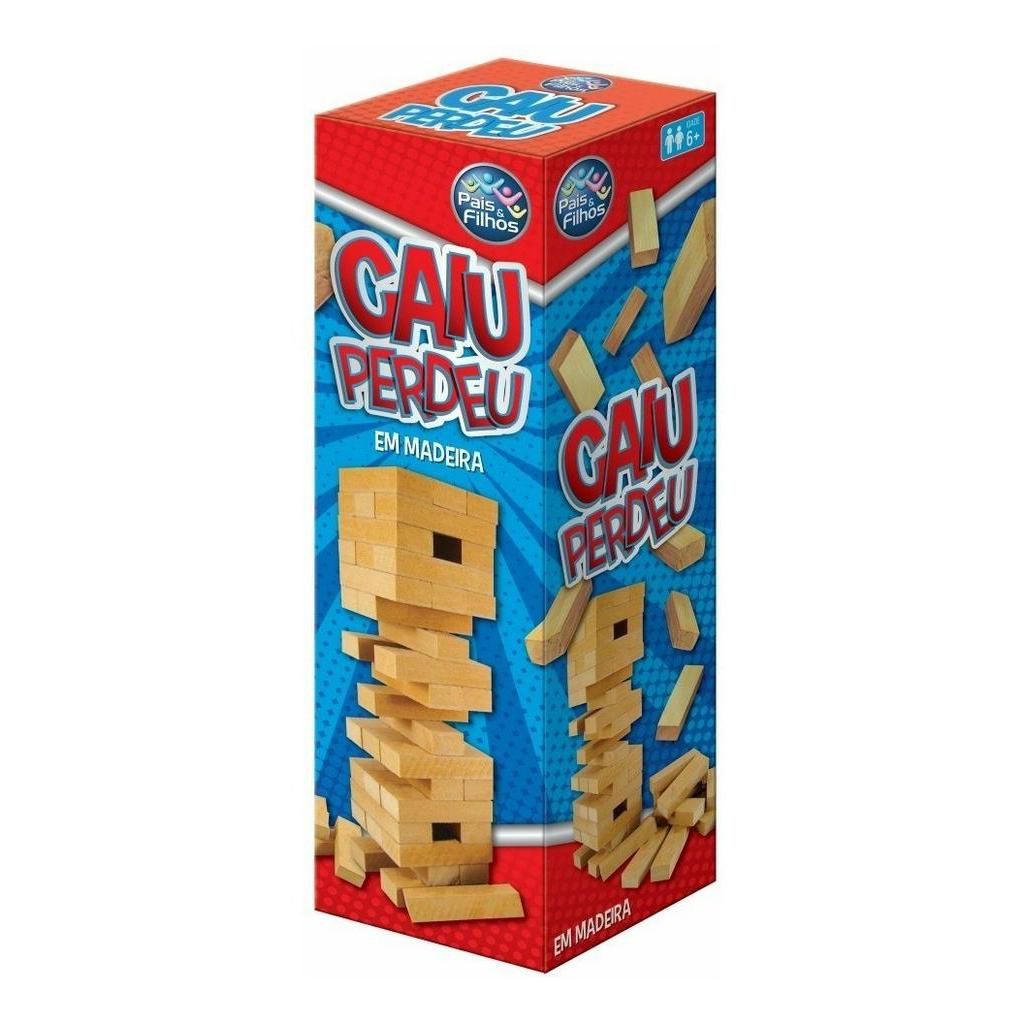 Jogo Caiu Perdeu Jenga Torre De Madeira 54 Pçs Pais & Filhos