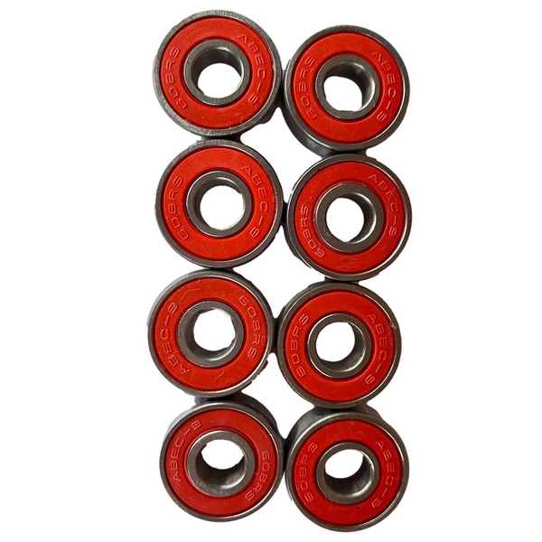 8 Rolamentos Abec 9 608RS Capa Vermelha Removível - Skate Patins Roller Spinner Patinete + Adesivo de Brinde