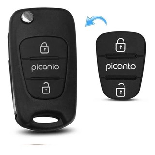 Capa Botão Chave Canivete Kia Picanto 2012 a 2015 Preto 3 Botões Keypad Para Reposição Em Borracha