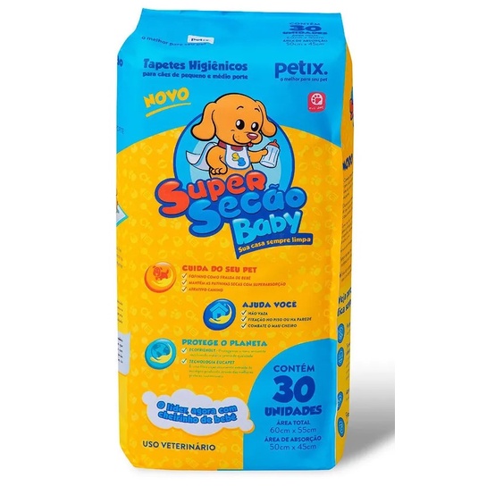 Tapete Higiênico Super Secão Baby Petix - 30 unidades
